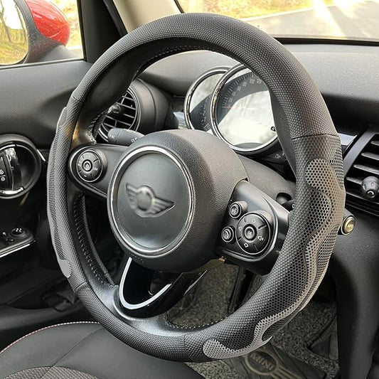 PINCTROT Large Size Comfy Grip Steering Wheel Cover, Anti-Slip Design, 15.5-15.75 Inch(Silicone Gray)