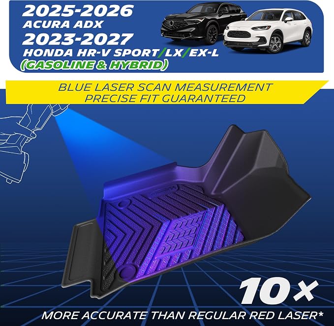 Michelin Vehicle Mats, Premier Series All-Weather TPE Custom Fit Liner for Honda HR-V LX/EX-L/Sport 2023-2026 & Acura ADX 2025-2026 Gasoline & Hybrid, without Premium Audio System, Floor Mats(4 Piece)