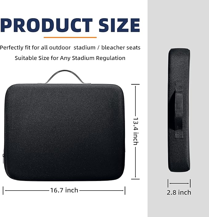 Extra Thick Stadium Seat Cushion – Waterproof 2.8" Bleacher Cushions for Adults - 2-Pack Portable Bleacher Seat Cushion - Lightweight Stadium Seat Pads - Boat & Outdoor Bench Cushion Pad