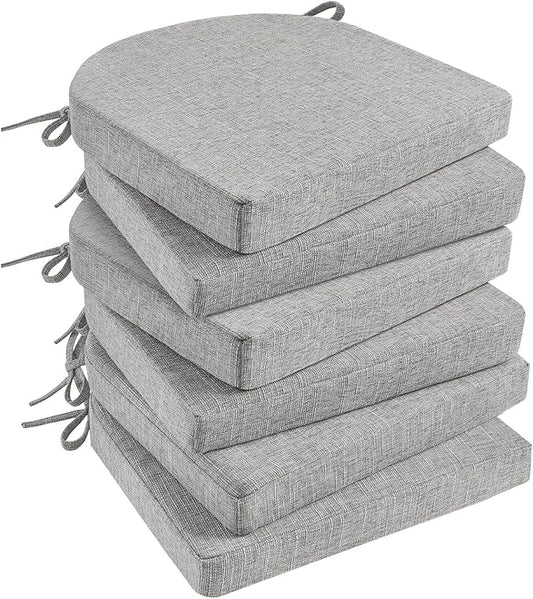 Basic Beyond Chair Cushions for Dining Chairs 6 Pack, Kitchen Chair Cushions with Ties and Non Slip Backing, 16 x 16 inches Chair Pads for Dining Chairs (Light Grey)