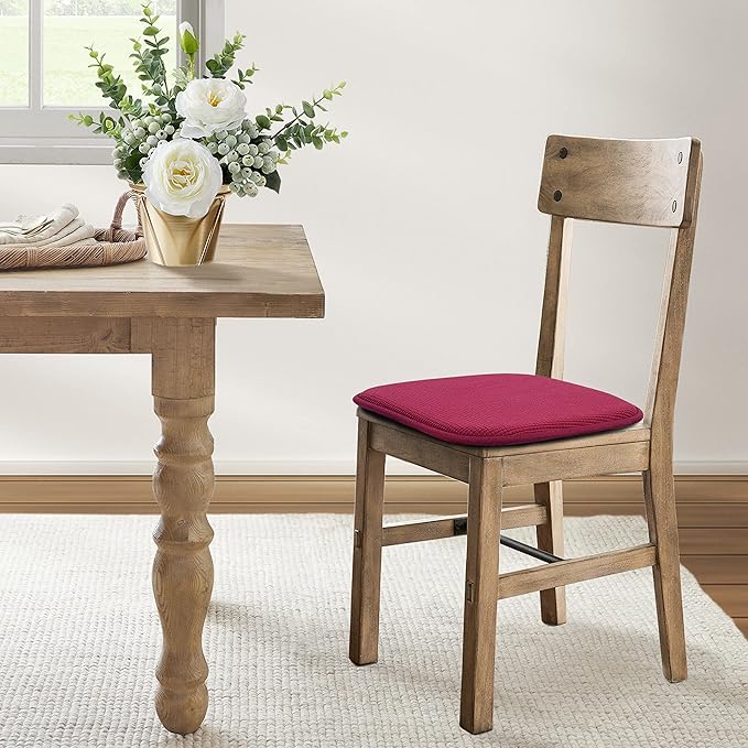 Shinnwa Kitchen Seat Cushions Set of 6, Non Slip Dining Chair Cushions, U-Shaped Indoor Chair Pads, 6 Pack, 15 x 16 Inches, Burgundy