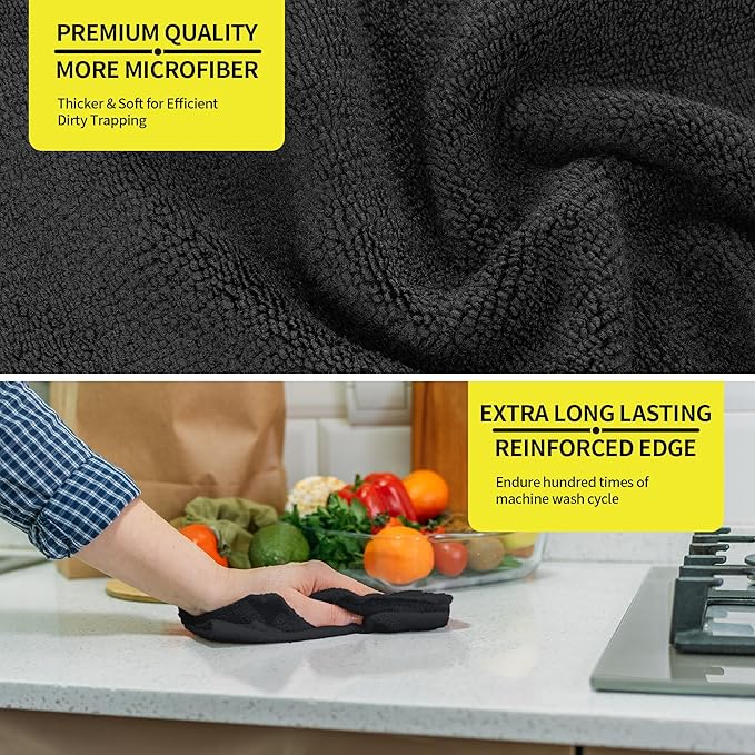 HOMERHYME Microfiber Cleaning Cloth, Premium 8 Pack Cleaning Towels, Lint-Free & Streak-Free Ultra Absorbent, 300GSM Reusable Microfiber Towel for Cars Shop Garage Home and Kitchen, 12.6" x 12.6"