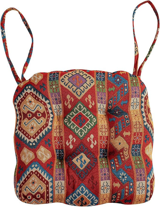 vctops Boho Chair Cushions with Ties U-Shaped Soft Comfortable Chair Pads Non Slip Seat Cushions for Indoor Dining Room and Kitchen Chairs (Pattern A,16"x16")