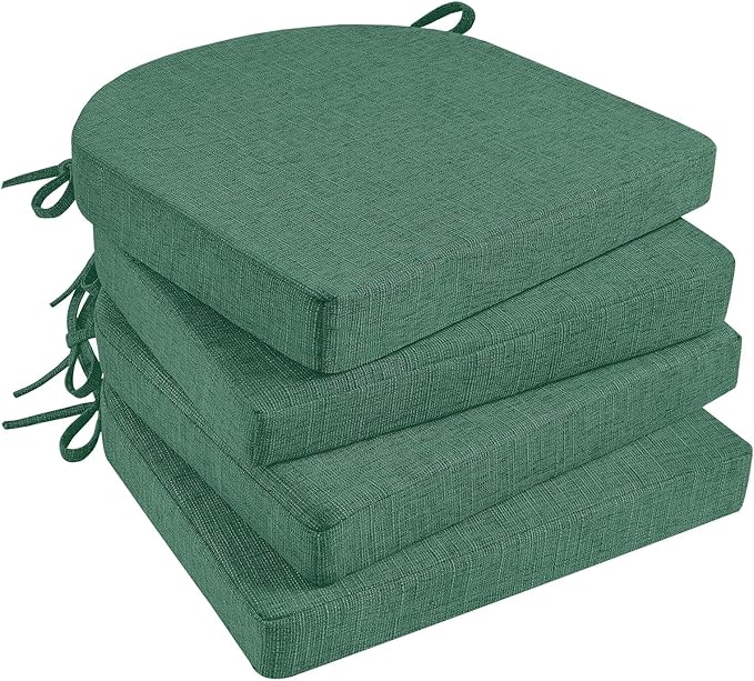 Basic Beyond Chair Cushions for Dining Chairs 4 Pack, Kitchen Chair Cushions with Ties and Non Slip Backing, 16 x 16 inches Chair Pads for Dining Chairs (Forest Green)