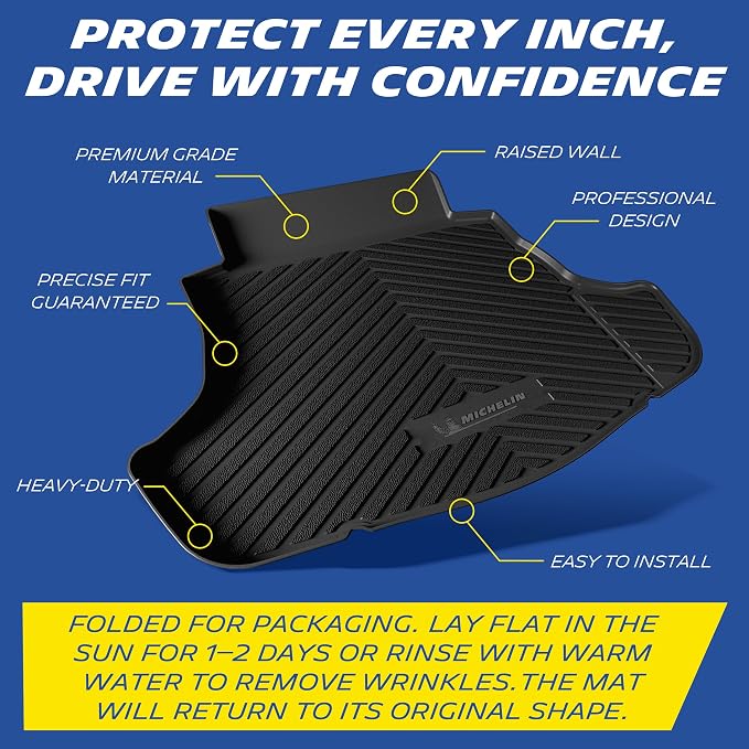 Michelin Floor Mats, Premier Series All-Weather TPE Custom Fit Liner for Toyota Camry 2025-2026 Trunk Mat (1 Piece)