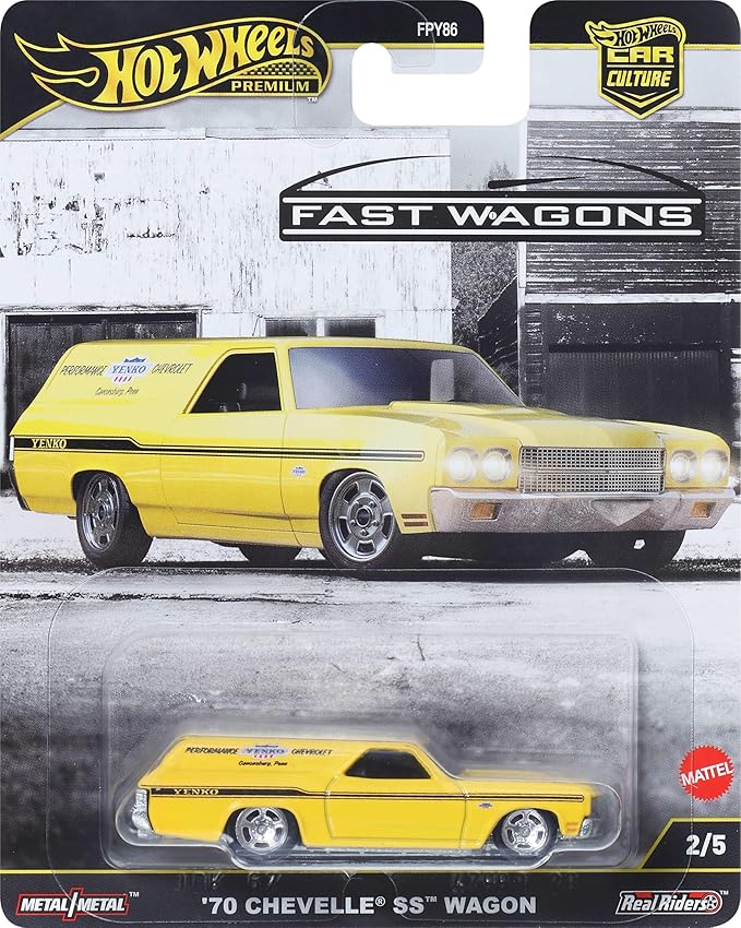 Hot Wheels Premium Car Culture Collectible Toy Car, 1:64 Scale Die-Cast '70 Chevelle SS Wagon, Fast Wagons Vehicle with Real Riders Tires