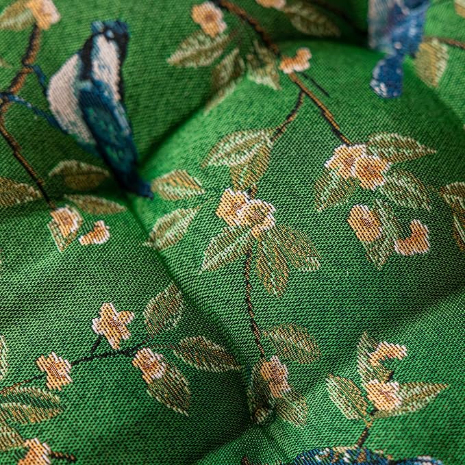 vctops Farmhouse Bird Print Chair Cushions with Ties U-Shaped Soft Comfortable Chair Pads Non Slip Seat Cushions for Indoor Dining Room and Kitchen Chairs(Green,16"x16")