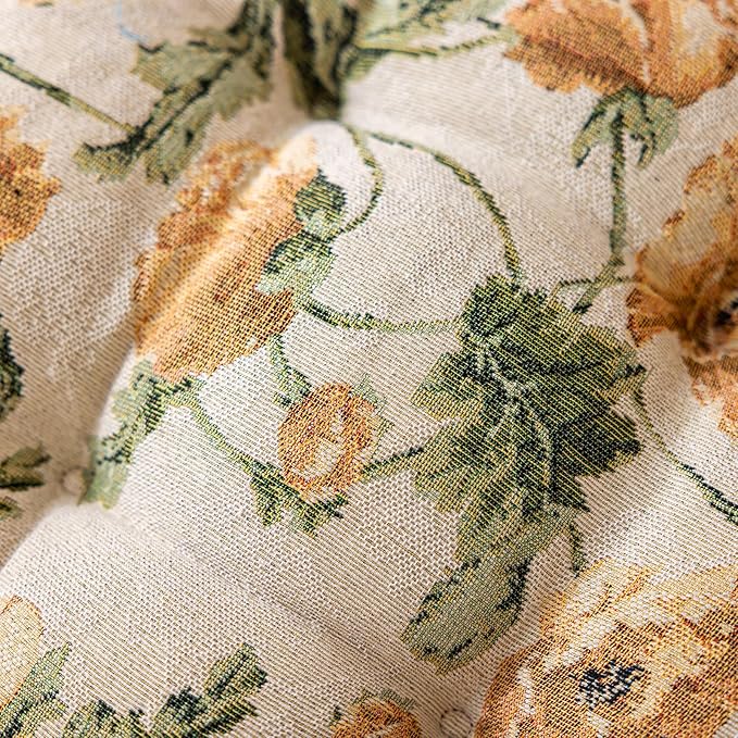 vctops Farmhouse Floral Print Chair Cushions with Ties U-Shaped Soft Comfortable Chair Pads Non Slip Seat Cushions for Indoor Dining Room and Kitchen Chairs (Flower D,18"x18")