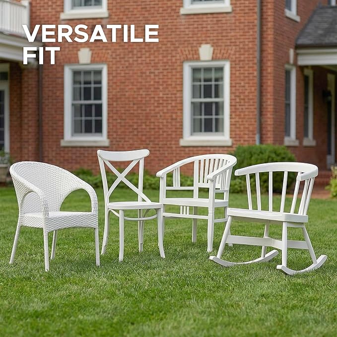 Outdoor Chair Cushions, Fade-Resistant & Water-Resistant, D Shaped Patio Furniture Seat Chair Pads Replacement with Ties, Non-Slip Bottom, Removable Cover, Set of 6, 19 x 19 Inch, Natural