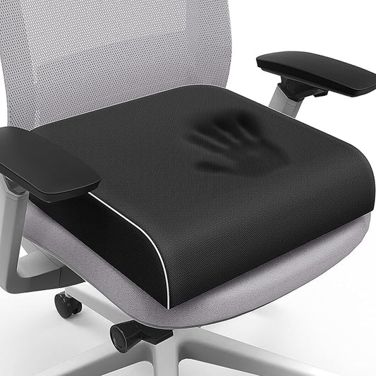 SweetSlubr Seat Cushion for Tailbone Pain Relief, Office Chair Cushion, Memory Foam Large Chair Cushion with Non-Slip Cover for Soft Support at Office Chair, Car Seat, Airplane Black/2X-Large