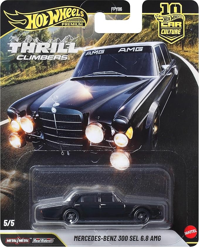 Hot Wheels Car Culture Premium 1:64 Scale Die-Cast Toy Mercedes-Benz 300 SEL 6.8 AMG with Real Riders Tires & Metal/Metal Body & Chassis, Collectible