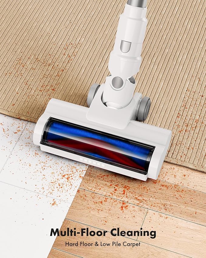 Trucozie Cordless Vacuum Cleaner, 8-in-1 Lightweight Stick Vacuum with 45mins Runtime, Powerful Suction, Vacuum Cleaners for Home, Hardwood Floors, Carpet, Pet Hair,White