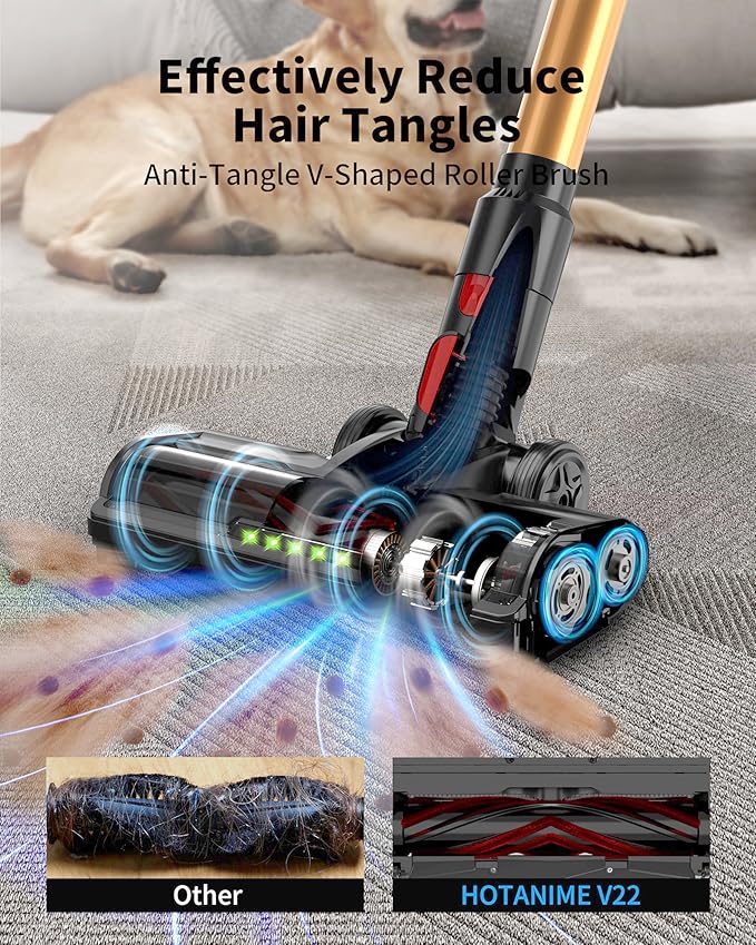 Cordless Vacuum Cleaner, 650W 50KPa 70-Min Runtime Stick Vacuum, Self-Standing Lightweight Vacuum for Pet Hair, Hardwood Floors, Carpet, Stairs & Car, LED Display
