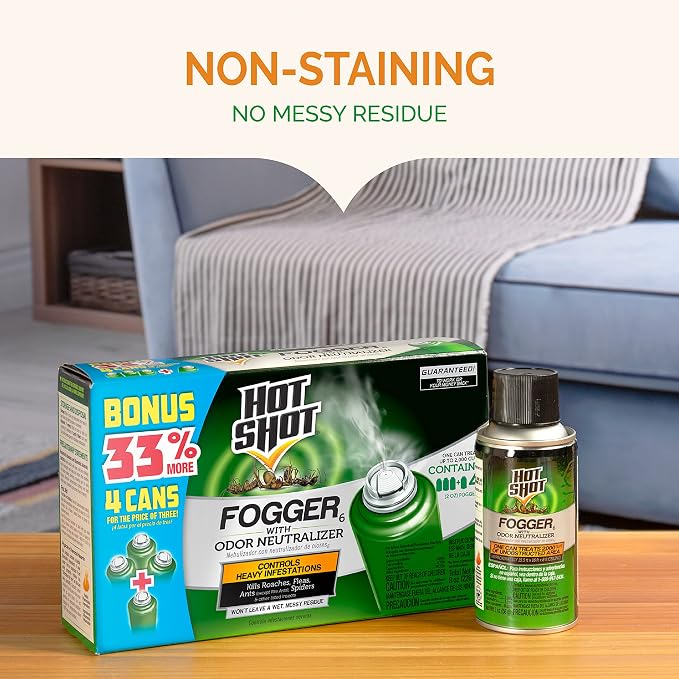 Hot Shot Fogger With Odor Neutralizer, Kills Roaches, Ants, Spiders & Fleas, Controls Heavy Infestations, 24 Count, 2 Ounce