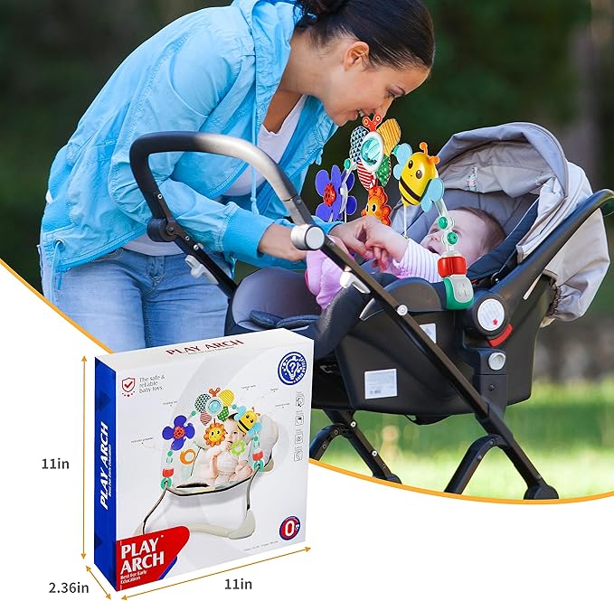 Lynncare Adjustable Arch Bassinet Toys for Infant & Toddlers, Stroller Arch, Baby Crib Toys with Fascinating Hanging for Stimulating Baby’s Senses and Developing Motor Skills