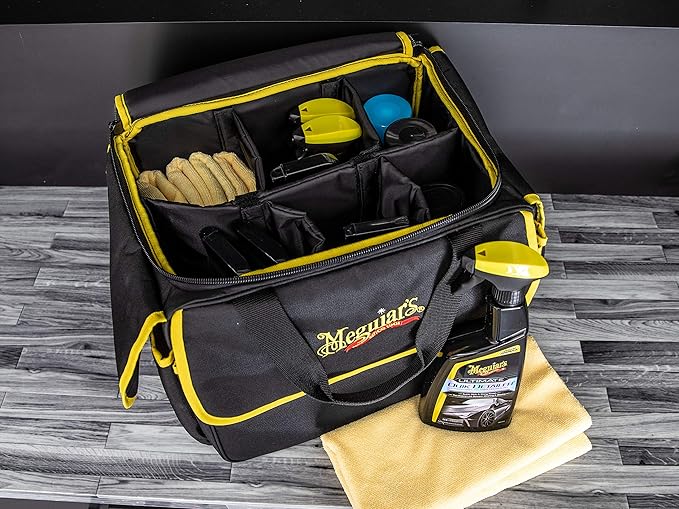 Meguiar's Detailing Bag - Premium Car Bag and Detailing Supply Organizer - Portable for All Your Favorite Supplies, Black