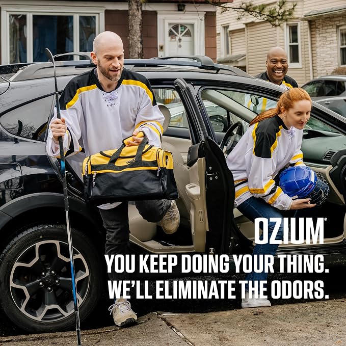 Ozium Air Sanitizer Odor Eliminator Spray, 2 oz Single Shot Total Air Refresh & Car Air Freshener - Linen - 4 Pack