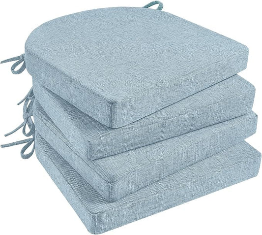 Basic Beyond Chair Cushions for Dining Chairs 4 Pack, Kitchen Chair Cushions with Ties and Non Slip Backing, 16 x 16 inches Chair Pads for Dining Chairs (Baby Blue)
