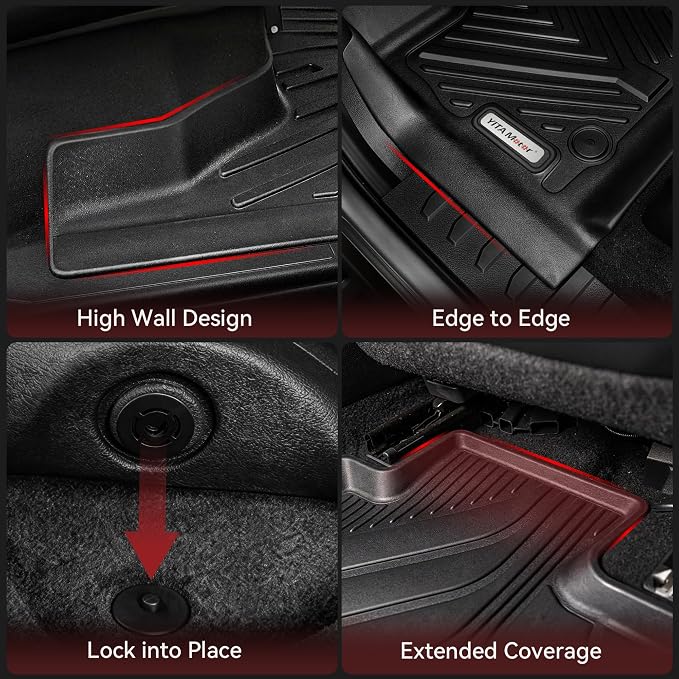 YITAMOTOR Floor Mats & Cargo Liner Fit for Mazda CX-5 2017-2025, TPE All Weather Custom Fit Floor Liners for Mazda CX5, 1st & 2nd Row and Trunk Liner Car Mats Set Accessories, Black
