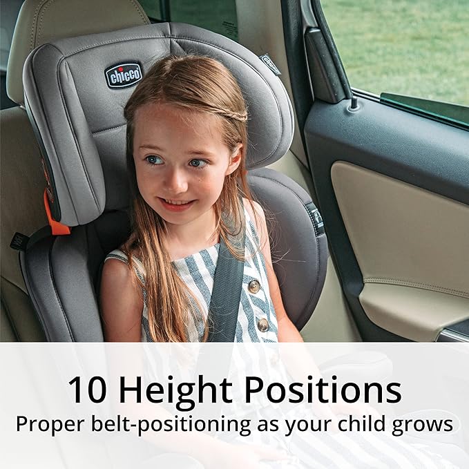 Chicco KidFit ClearTex Plus 2-in-1 Belt-Positioning Booster Car Seat, Backless and High Back Booster Seat, for Children Aged 4 Years and up and 40-100 lbs., Drift/Grey