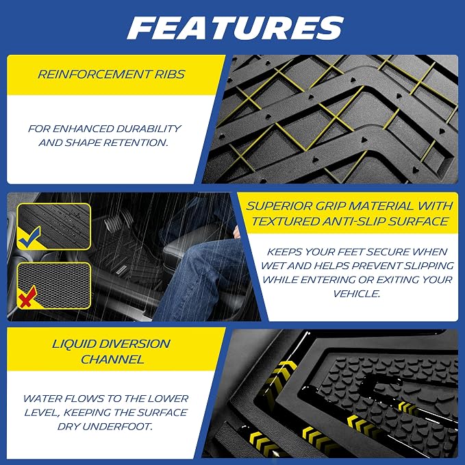 Michelin Vehicle Mat, All-Weather TPE Custom Fit Liner for Tesla Model Y 5 Seat Floor Mats 2025-2027 (9 Piece), Elite