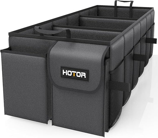 HOTOR Trunk Organizer for Car - Car Organizer, Foldable Trunk organizer for SUVs & Sedans, Sturdy Organization for Car Accessories, Tools, Sundries, Black, 3 Compartments, 31.9"×12.6"×10.6"