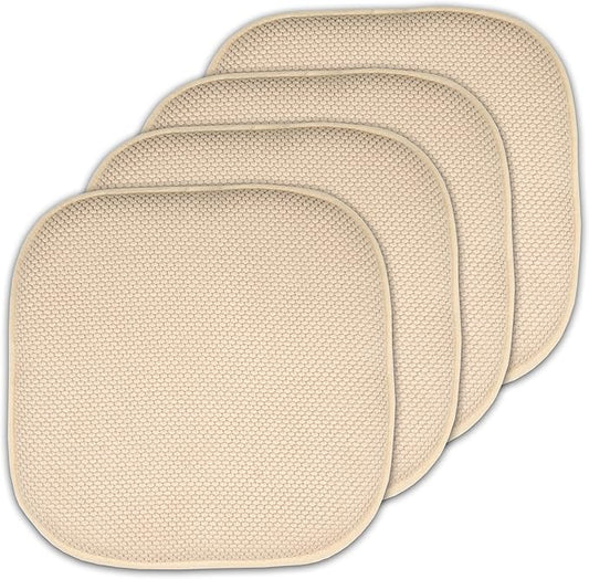Sweet Home Collection Memory Foam Honeycomb Nonslip Back 16" x16" Chair/Seat Cushion Pad, 4 Pack
