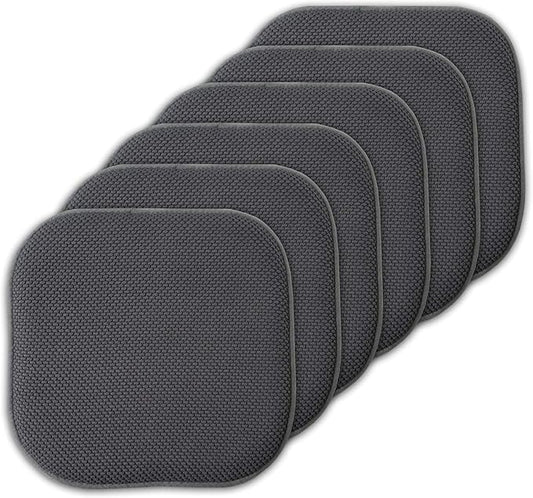 Sweet Home Collection Cushion Memory Foam Chair Pads Honeycomb Nonslip Back Seat Cover 16" x 16" 6 Pack Charcoal Gray