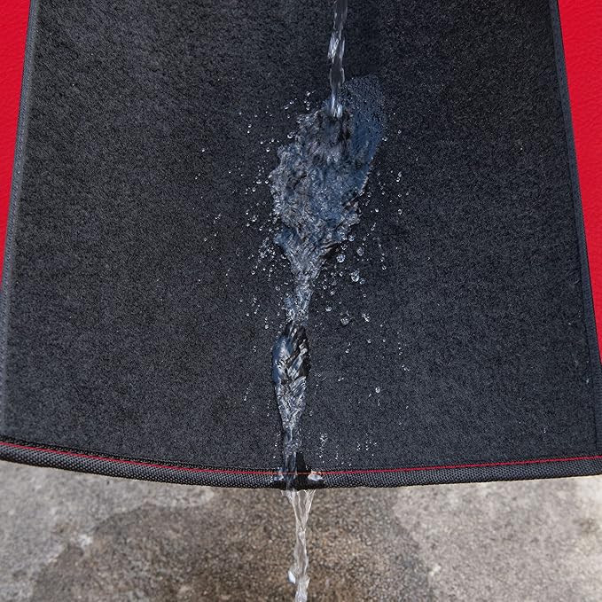 CAR PASS Waterproof Universal Faux Leather 3Row Car Floor Mats, Red Car Mats Fit for SUV,Vans,sedans, Trucks,Set of Vehicles Car Carpet with Driver Heel Pad and Anti-Slip Nibs Backing (Red 3Row)