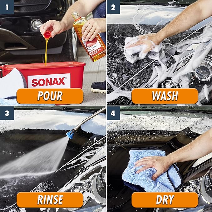 SONAX Car Wash Shampoo Concentrate 314500 | High-Foaming pH-Neutral Formula for Effective Cleaning | Safe on All Paint Wax Sealants & Coatings | Removes Dirt Grime and Road Film | 5L