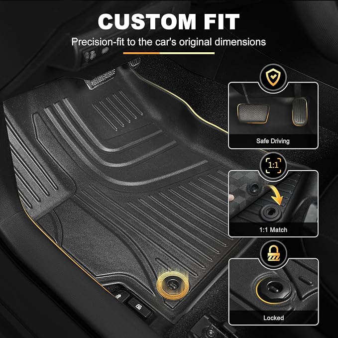 Floor Mats & Cargo Liners Compatible with 2020-2026 Toyota Corolla Sedan Floor Mats & Trunk Mat Set, All Weather TPE Floor Liners Cargo Mats (Not fit Hatchback Model)