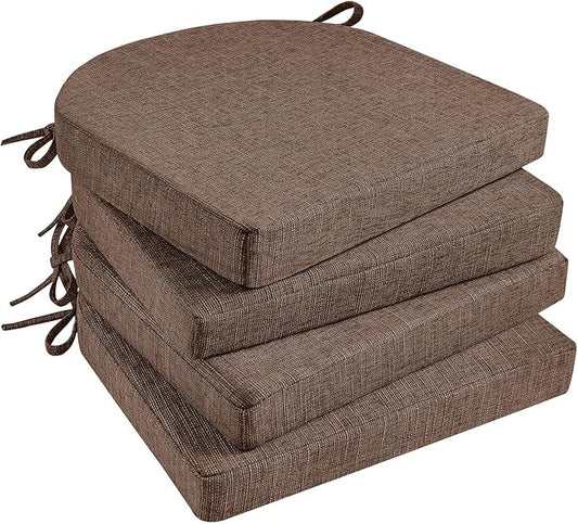 Basic Beyond Chair Cushions for Dining Chairs with Ties and Removable Cover, 2" Thick Seat Cushions for Kitchen Chairs, Set of 4, 17" x 16", Brown