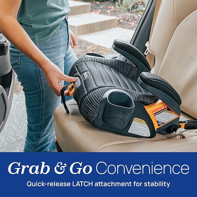 Chicco GoFit ClearTex Plus Backless Booster Car Seat, Latch Attachment, Quick-Release Latch Removal, Portable Car Booster Seat for Children at Least 4 Years Old and 40-110 lbs, Confetti/Black