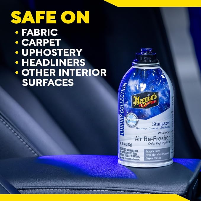 Meguiar’s Car Air Refresher Odor Fighting Mist,Stargazer, Long-Lasting Car Air Freshener Fights Strong and Unwanted Vehicle Smells while Refreshing Interiors with a Refreshing Scent, 2 oz Aerosol