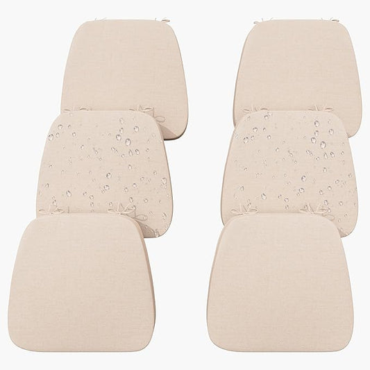17'' x 16'' x 2.5"Thick Chair Cushions for Dining Chairs, 6 Pack WaterProof Easy Clean Kitchen Chair Pads with Ties and Non-Slip Backing - 30D High Elastic Foam Soft Kitchen Chair Cushions