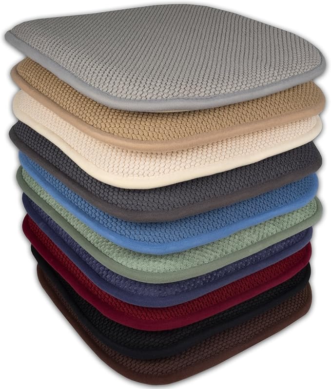 4 Pack Memory Foam Honeycomb Nonslip Back 16" x16" Chair/Seat Cushion Pad