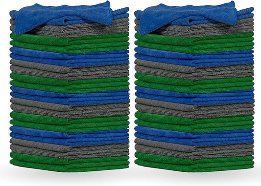 Pinnacle Mercantile Microfiber Cleaning Cloths Extra Large 16x16in Pack of 48 Highly Absorbent Lint Free Streak Free Non-Abrasive Clean Wet or Dry Washable Reusable for Home Kitchen Car and Janitorial