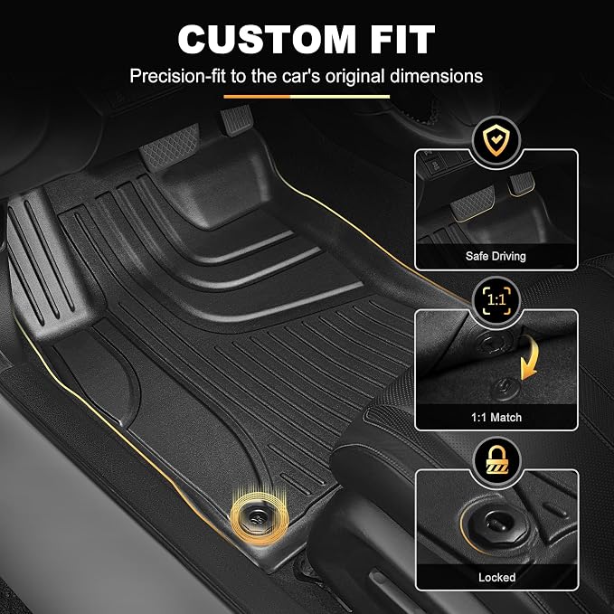Floor Mats & Cargo Liner Fit for Honda Civic Sedan 2012 2013 2014 2015: AOMSAZTO All Weather TPE Rubber Floor Liners Cargo Mat for Civic Sedan 4 Door Model (Not Coupe), Black