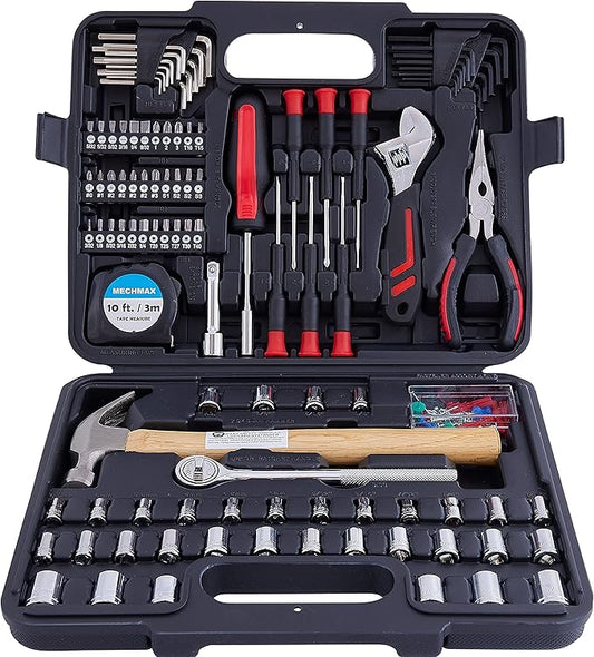 MECHMAX 149-Piece Tool Kit, Home & Auto Repair Hand Tool Set with Hammer, Socket Wrench, Pliers & Storage Case. Essential DIY Mechanics Set for Household, Apartment, Dorm & A Gift