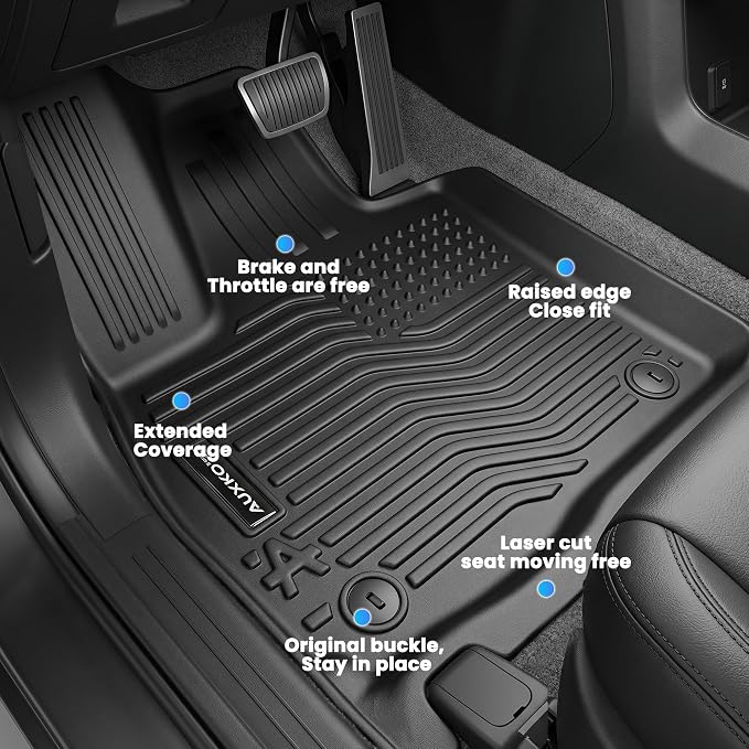 Auxko All Weather Floor Mats Cargo Mat with Backrest Mat for 2027 Kia Telluride Hybrid TPE Liners Accessories Guard Odorless Anti-Slip Floor Liners Trunk Tray with Back Seat Protectors