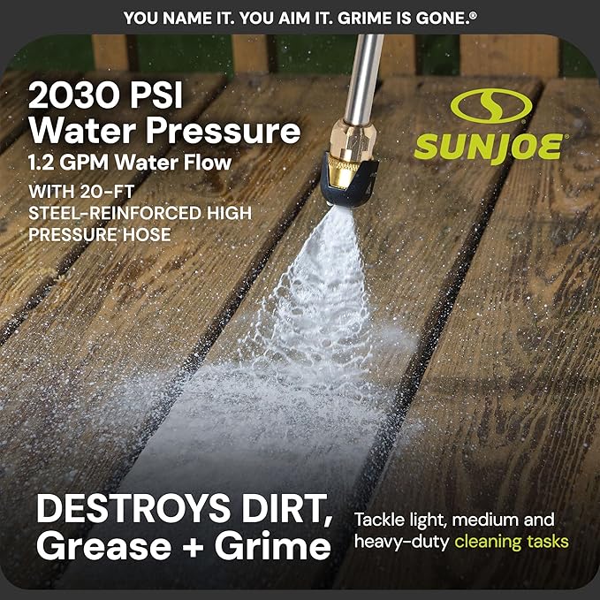 Sun Joe Pressure Washer, Electric Power Washer, Heavy-Duty 2500 Max PSI (2030 PSI PWMA Rated)-Portable Cleaning & Washing Machine System, Patios & Sidewalks, SPX3000
