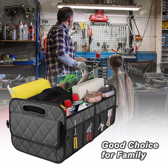 Deosk Trunk Organziers and Storage with 6 Big Pocket,Car Accessories for Women/Men 50L Waterproof Polyester Trunk Organzier for Car/SUV/Minivan/Truck(Medium,Charcoal)