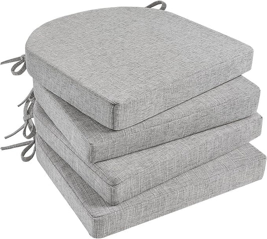 Basic Beyond Chair Cushions for Dining Chairs 4 Pack, Kitchen Chair Cushions with Ties and Non Slip Backing, 16 x 16 inches Chair Pads for Dining Chairs (Light Grey)