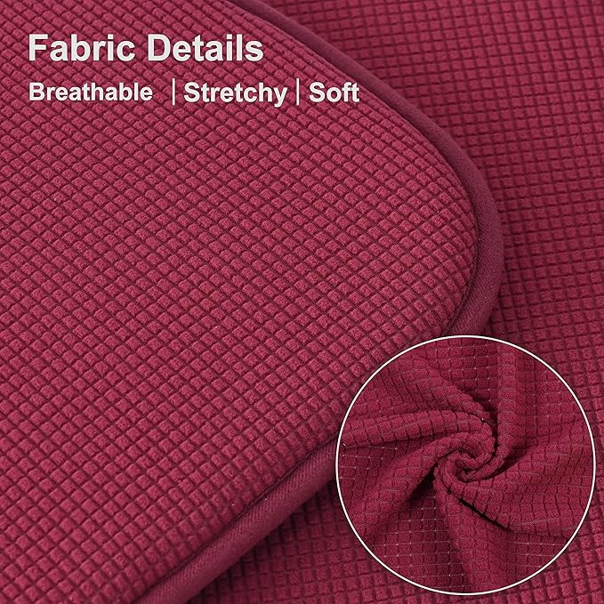 Shinnwa Dining Chair Cushions 2 Pack, Non Slip Indoor Chair Pads, U-Shaped Kitchen Seat Cushions, Set of 2, 15 x 16 Inches, Burgundy
