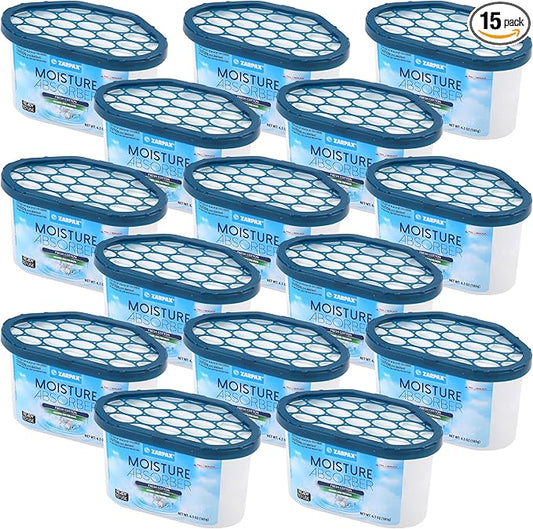 ZARPAX Moisture Absorber Fresh Cotton 6.5 oz/185g | Removes Moisture, Damp & Humidity | Odor Absorber With Fresh Cotton Fragrance | Moisture Trap for Bathroom, Closet, Kitchen | Set of 15
