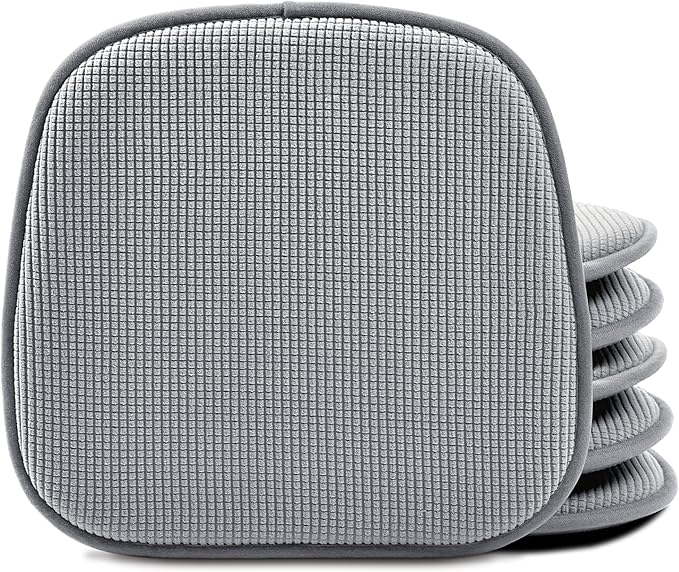 Shinnwa Dining Chair Cushions 6 Pack, Non Slip Indoor Chair Pads, U-Shaped Kitchen Seat Cushions, Set of 6, 15 x 16 Inches, Grey