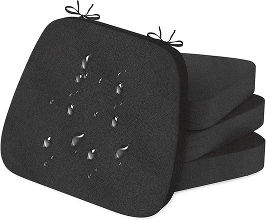 17'' x 16'' x 2.5"Thick Chair Cushions for Dining Chairs, 4 Pack WaterProof Easy Clean Kitchen Chair Pads with Ties and Non-Slip Backing - 30D High Elastic Foam Soft Kitchen Chair Cushions
