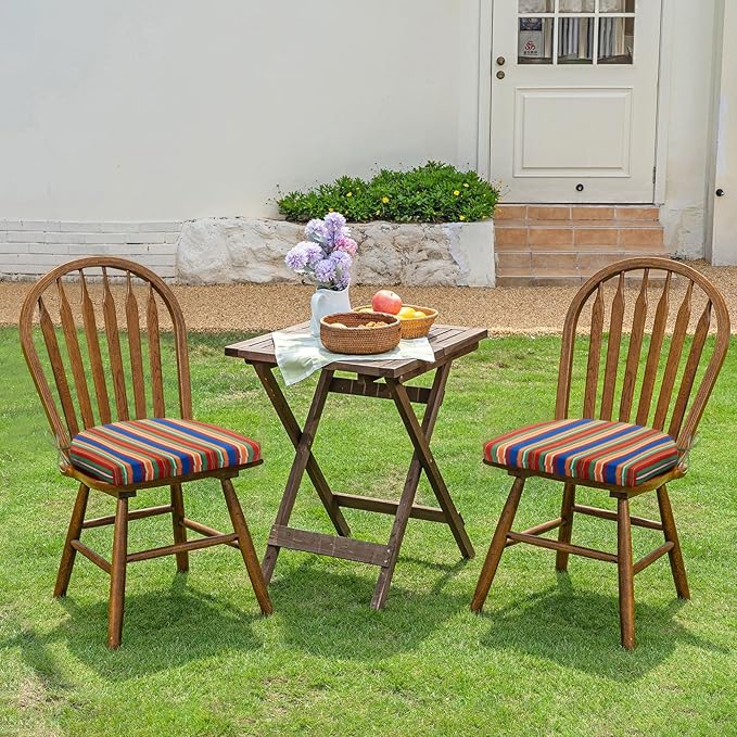 HARBOREST Outdoor Chair Cushions Set of 6, Water Resistant Patio Chair Cushions with Ties, Outdoor Seat Cushions for Patio Furniture, 17"x16"x2", Rainbow Stripes