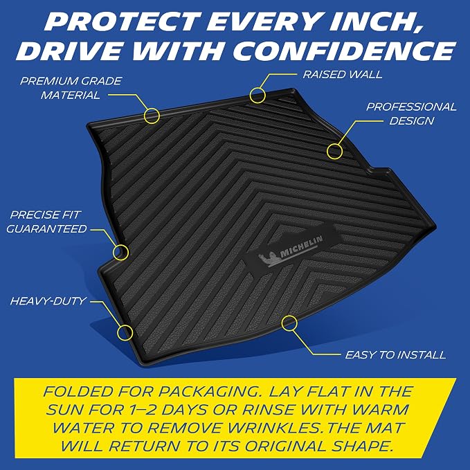 Michelin Vehicle Mats, Premier Series All-Weather TPE Custom Fit Liner for Toyota RAV4 Gas & Hybrid 2019-2025 Trunk Mat B (1 Piece)