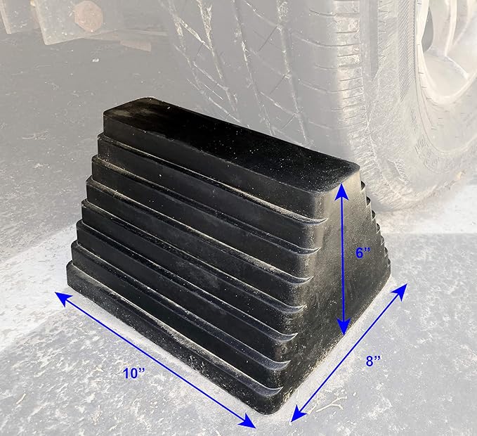 80681 10 Pack Solid Rubber Heavy Duty Wheel Chock with Eyebolt,1 Pair